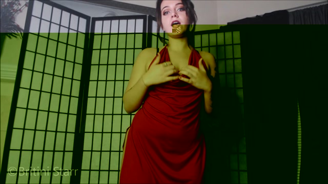 Britini Starr - Silk Red Dress and Ass Worship 00000