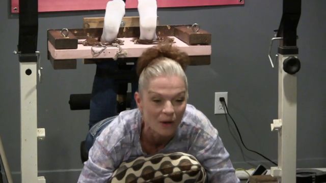 TickledPink – Mature Vette tickled in SOCKS in the stocks! 00009